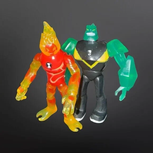 Ben 10 Alien Diamond Head & Heat Blast Figures 5” A30 - Picture 3 of 4